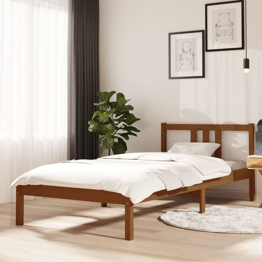 vidaXL Bed Frame Honey Brown Solid Wood 90x200 cm