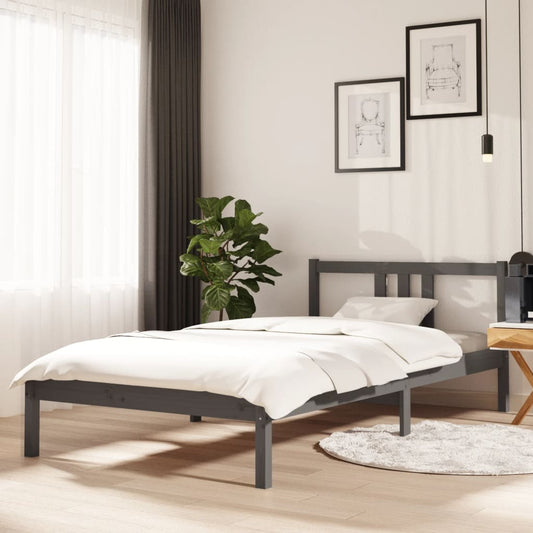 vidaXL Bed Frame Grey Solid Wood 100x200 cm