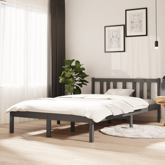 vidaXL Bed Frame Grey Solid Wood 120x200 cm
