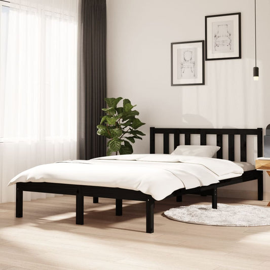 vidaXL Bed Frame Black Solid Wood 120x200 cm