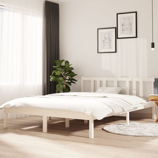 vidaXL Bed Frame White Solid Wood 140x200 cm