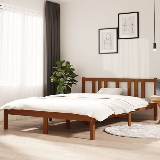 vidaXL Bed Frame Honey Brown Solid Wood 140x200 cm