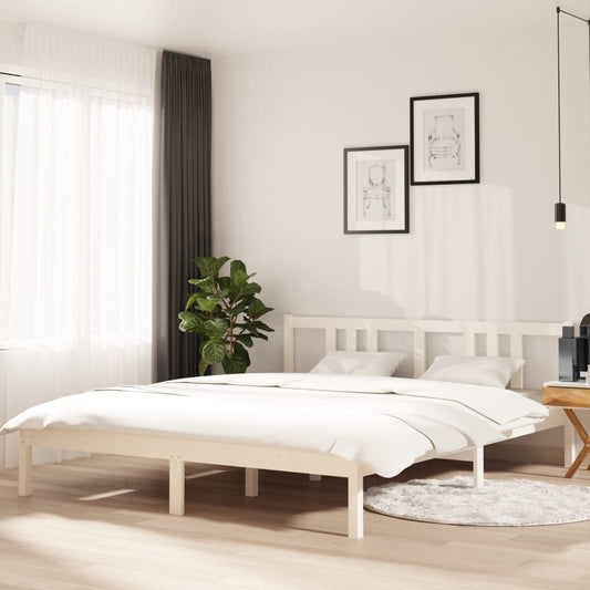 vidaXL Bed Frame White Solid Wood 160x200 cm