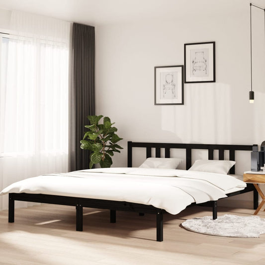 vidaXL Bed Frame Black Solid Wood 160x200 cm