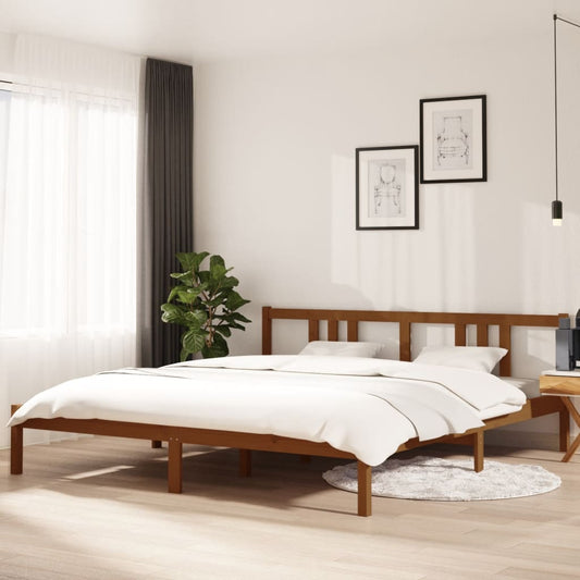 vidaXL Bed Frame Honey Brown Solid Wood 180x200 cm Super King Size