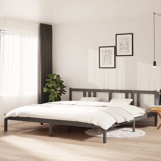 vidaXL Bed Frame Grey Solid Wood 200x200 cm