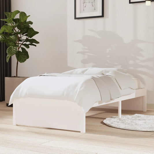 vidaXL Bed Frame White Solid Wood 75x190 cm Small Single