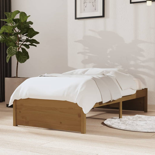 vidaXL Bed Frame Honey Brown Solid Wood 75x190 cm Small Single