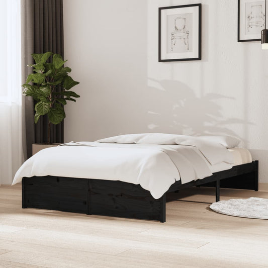 vidaXL Bed Frame Black Solid Wood 120x190 cm Small Double