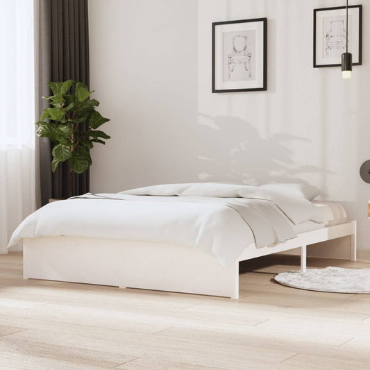 vidaXL Bed Frame White Solid Wood 135x190 cm Double
