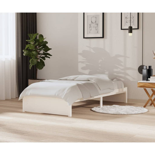 vidaXL Bed Frame White Solid Wood 90x200 cm