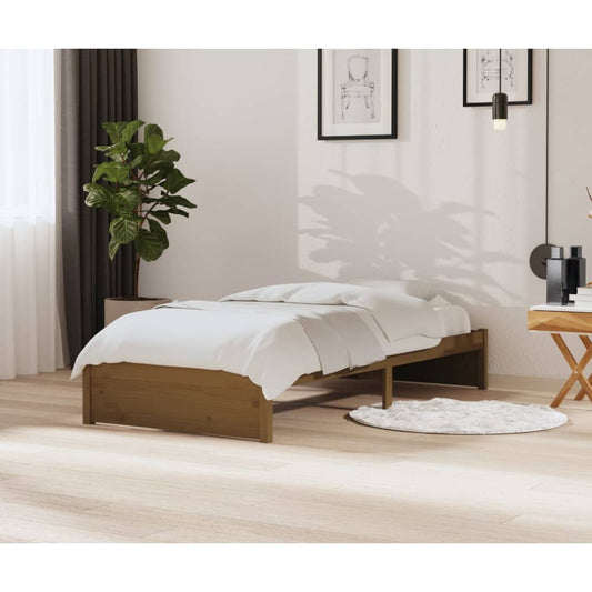 vidaXL Bed Frame Honey Brown Solid Wood 90x200 cm