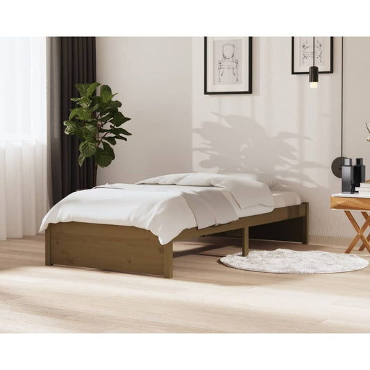 vidaXL Bed Frame Honey Brown Solid Wood 100x200 cm