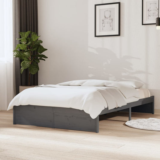 vidaXL Bed Frame Grey Solid Wood 120x200 cm