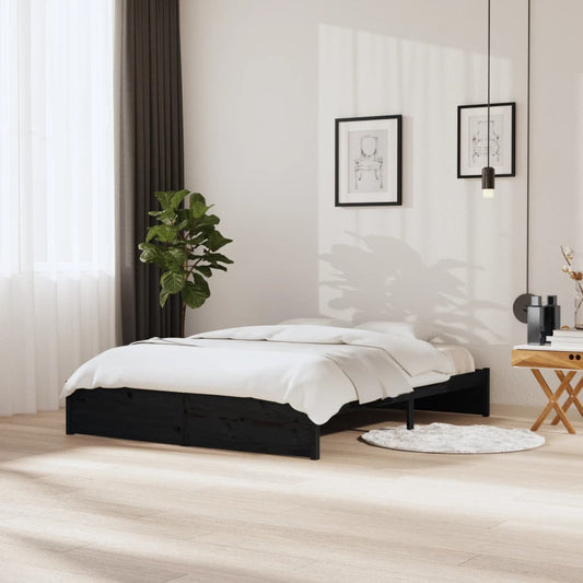 vidaXL Bed Frame Black Solid Wood 160x200 cm