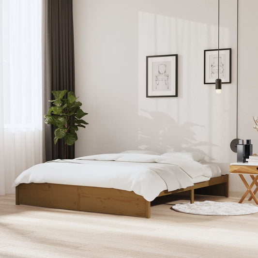 vidaXL Bed Frame Honey Brown Solid Wood 180x200 cm Super King Size