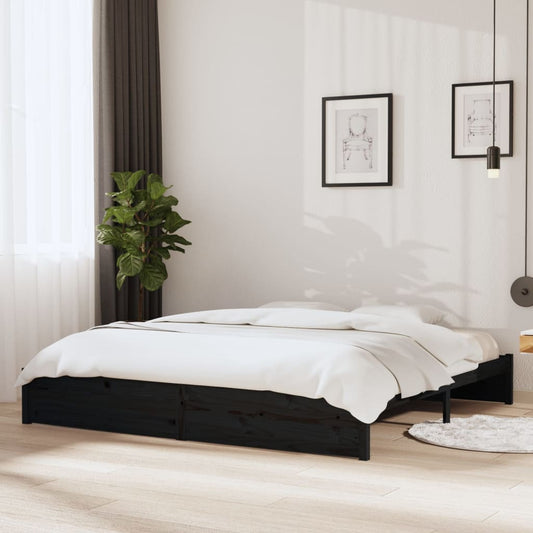vidaXL Bed Frame Black Solid Wood 200x200 cm
