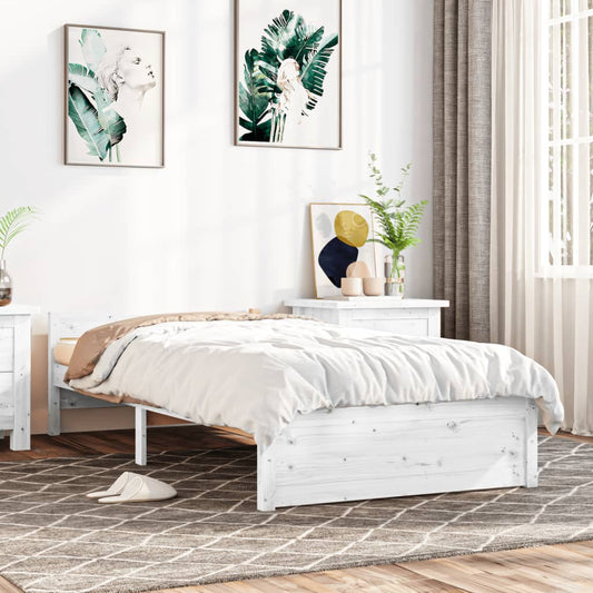 vidaXL Bed Frame White Solid Wood 90x200 cm