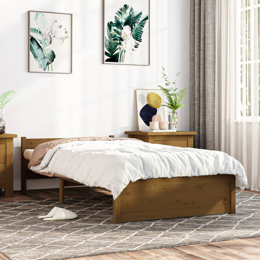 vidaXL Bed Frame Honey Brown Solid Wood 90x200 cm