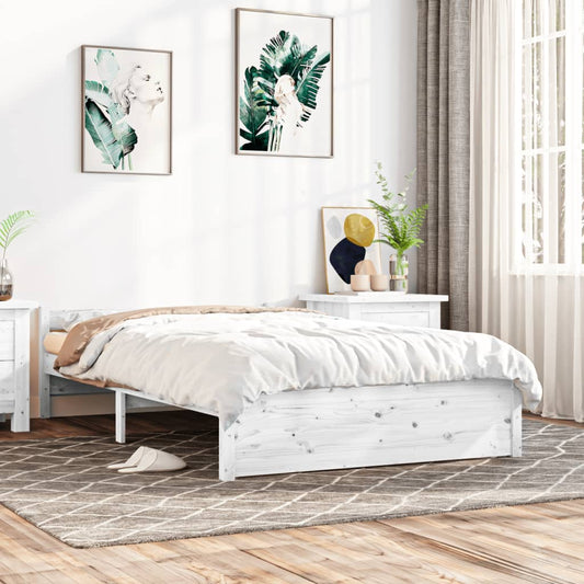 vidaXL Bed Frame White Solid Wood 140x200 cm