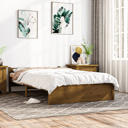 vidaXL Bed Frame Honey Brown Solid Wood 140x200 cm