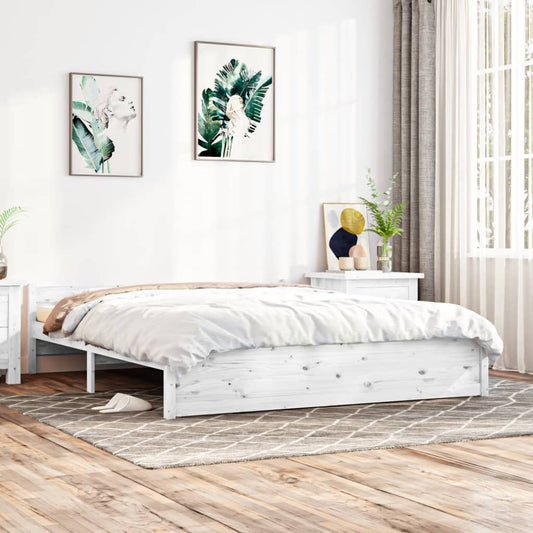 vidaXL Bed Frame White Solid Wood 160x200 cm