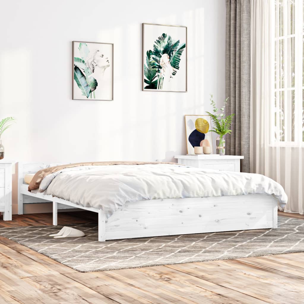 vidaXL Bed Frame White Solid Wood 180x200 cm Super King Size