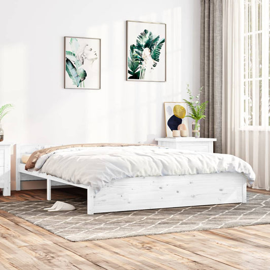 vidaXL Bed Frame White Solid Wood 180x200 cm Super King Size