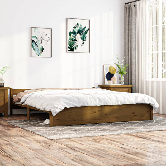 vidaXL Bed Frame Honey Brown Solid Wood 180x200 cm Super King Size