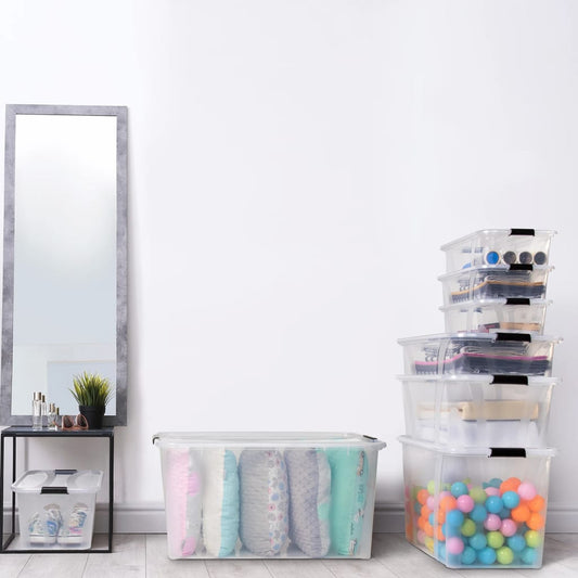 vidaXL Storage Boxes with Lids 2 pcs Transparent 14 L