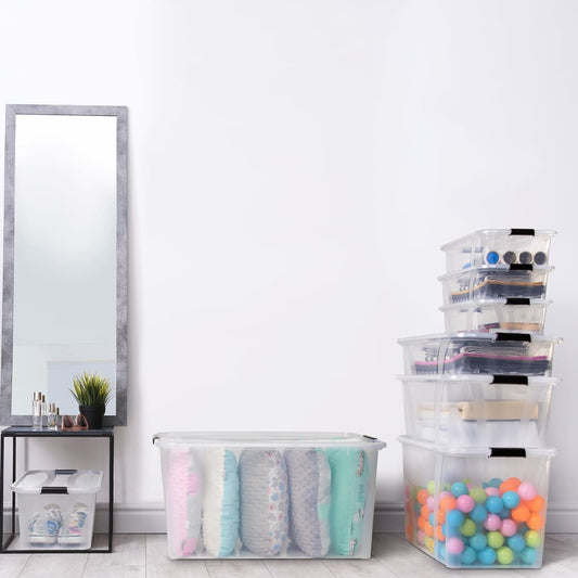 vidaXL Storage Boxes with Lids 2 pcs Transparent 32 L