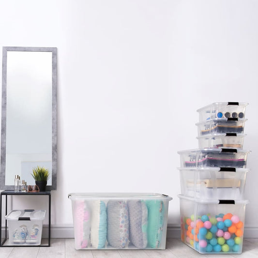 vidaXL Storage Boxes with Lids 2 pcs Transparent 55 L