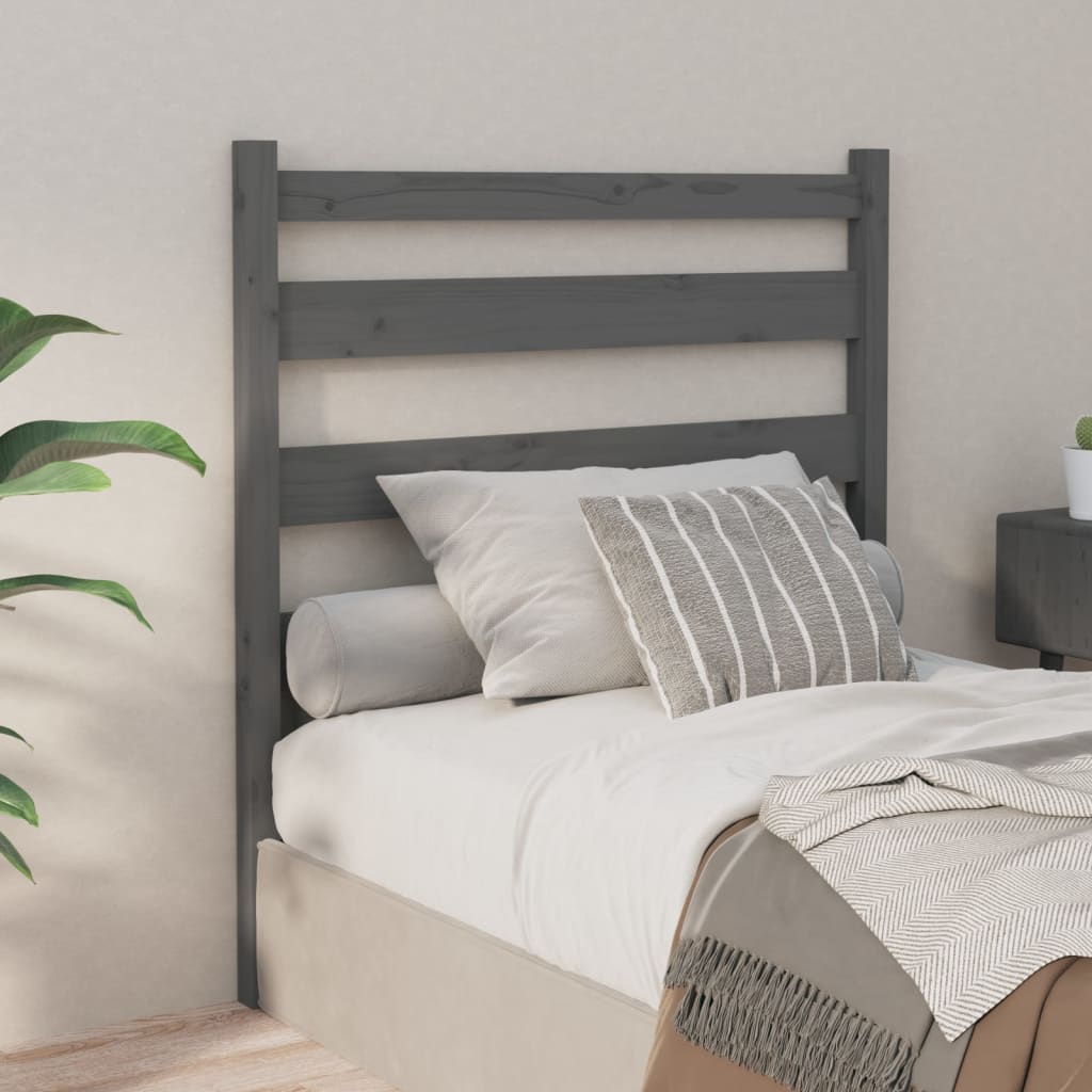 vidaXL Bed Headboard Grey 81x4x100 cm Solid Wood Pine