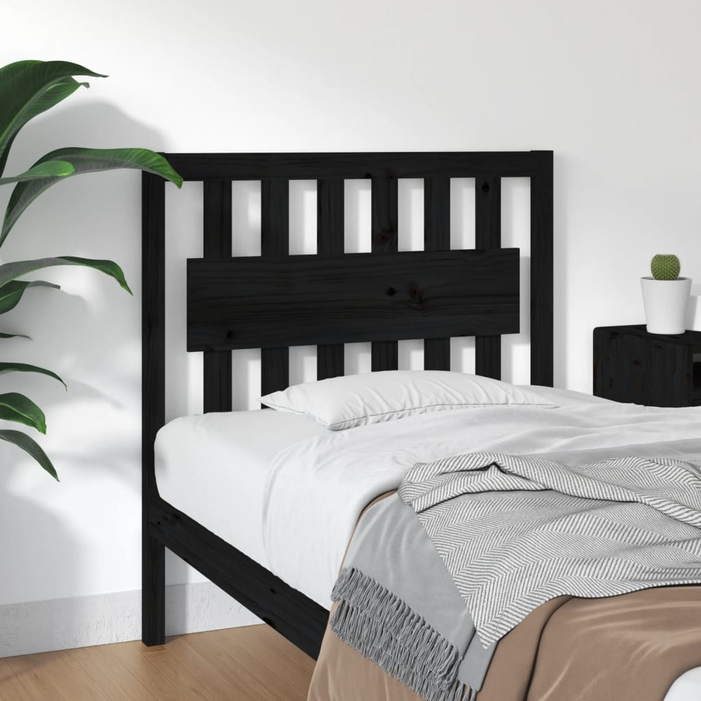 vidaXL Bed Headboard Black 95.5x4x100 cm Solid Wood Pine