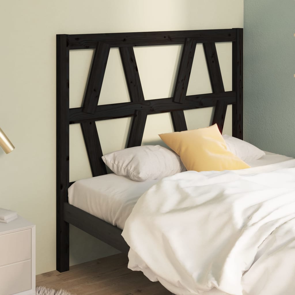 vidaXL Bed Headboard Black 106x4x100 cm Solid Wood Pine