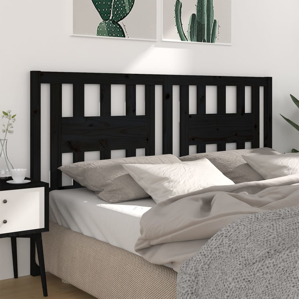 vidaXL Headboard Black 186x4x100 cm Solid Wood Pine