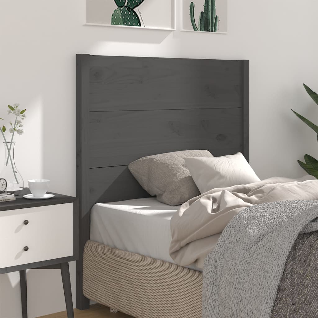 vidaXL Headboard Grey 106x4x100 cm Solid Wood Pine