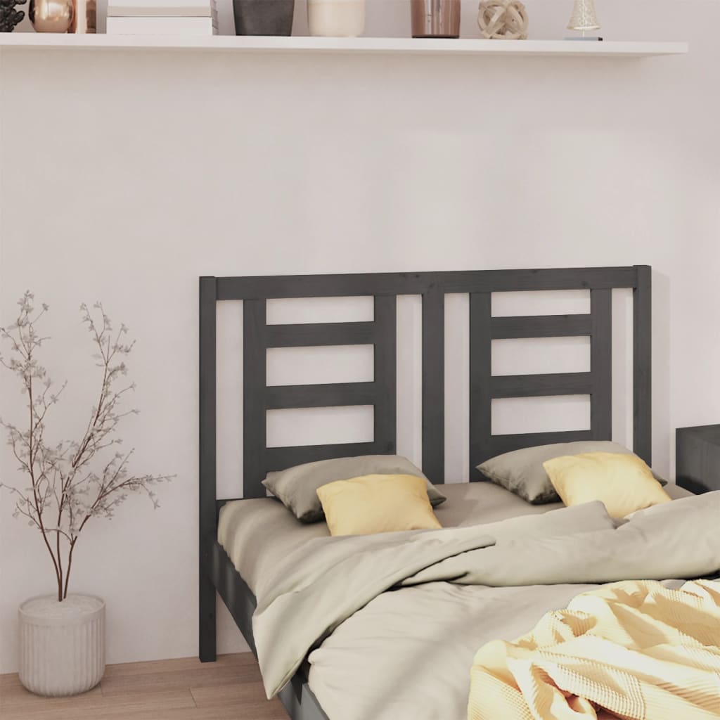 vidaXL Bed Headboard Grey 141x4x100 cm Solid Wood Pine