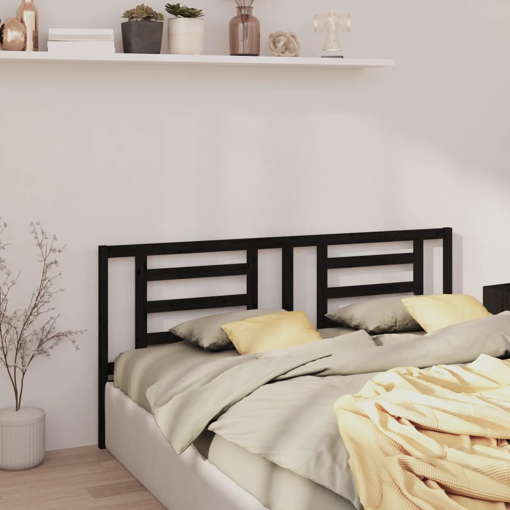vidaXL Bed Headboard Black 156x4x100 cm Solid Pine Wood