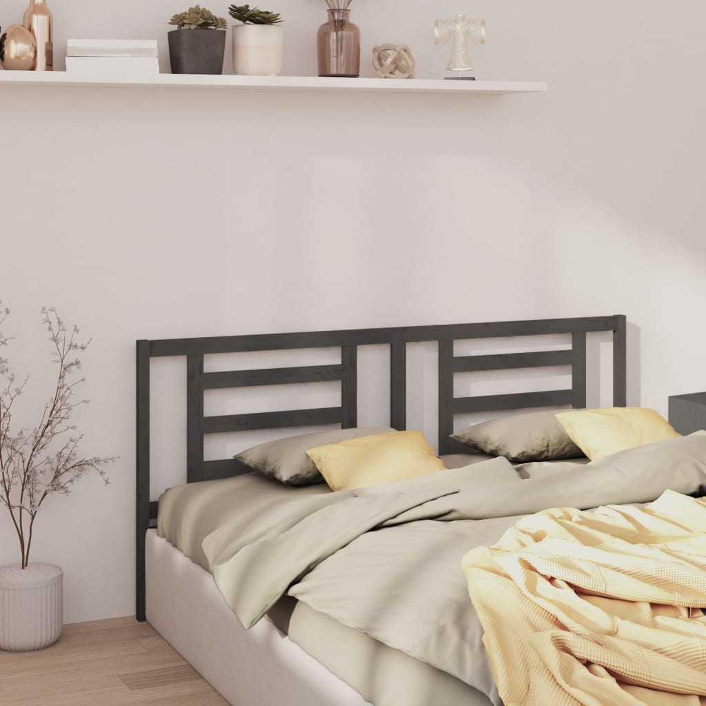 vidaXL Bed Headboard Grey 166x4x100 cm Solid Pine Wood