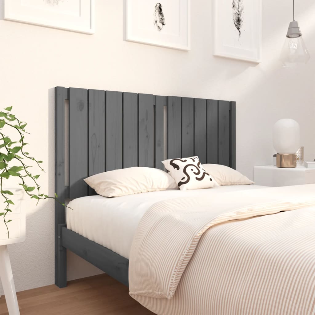vidaXL Bed Headboard Grey 125.5x4x100 cm Solid Wood Pine