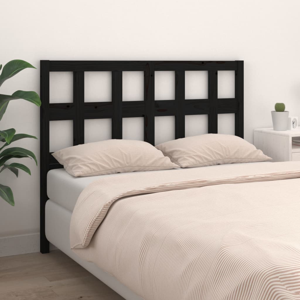 vidaXL Bed Headboard Black 140.5x4x100 cm Solid Wood Pine