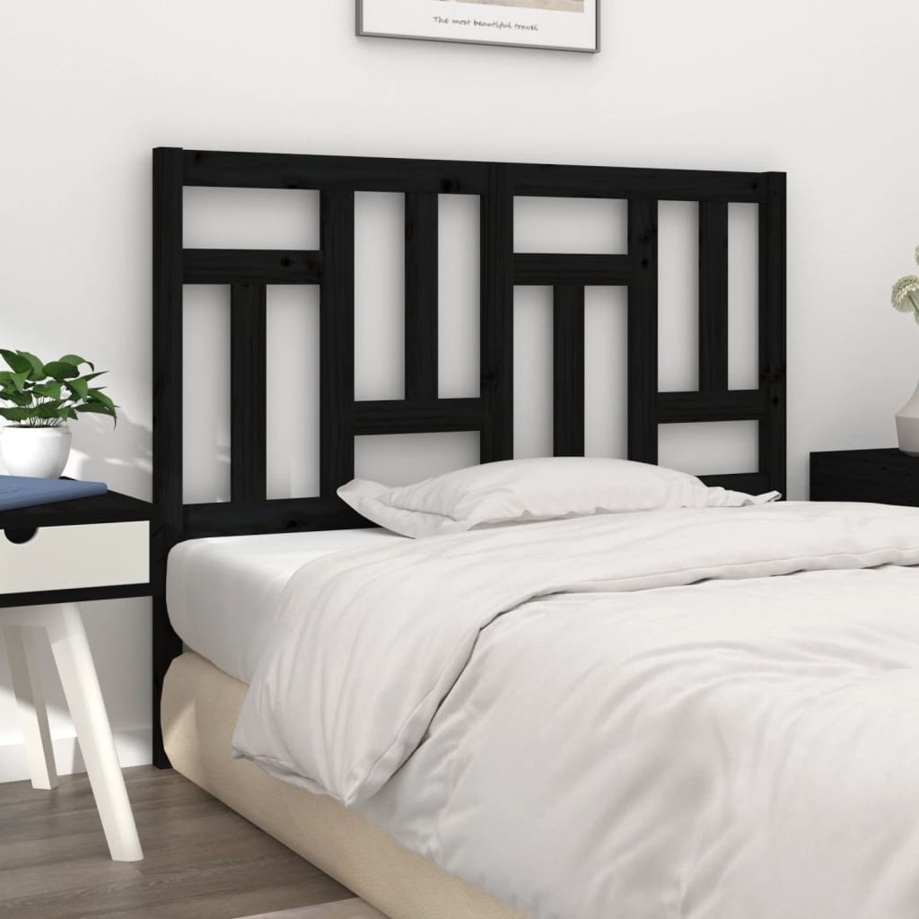 vidaXL Bed Headboard Black 165.5x4x100 cm Solid Wood Pine