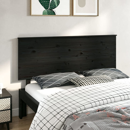 vidaXL Bed Headboard Black 164x6x82.5 cm Solid Wood Pine