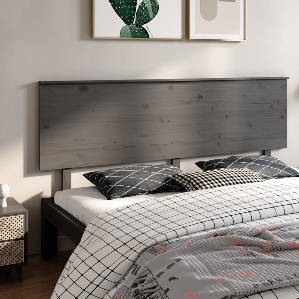 vidaXL Bed Headboard Grey 204x6x82.5 cm Solid Wood Pine