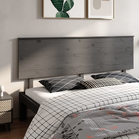 vidaXL Bed Headboard Grey 204x6x82.5 cm Solid Wood Pine