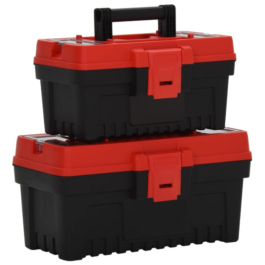 vidaXL 2 Piece Tool Box Set Black and Red Polypropylene