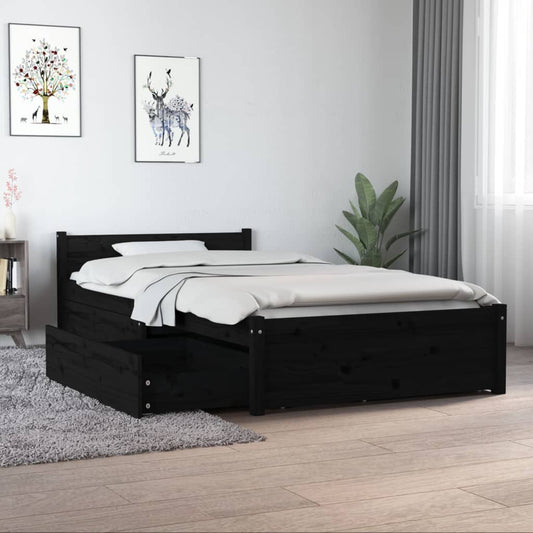 vidaXL Bed Frame with Drawers Black 90x190 cm Single