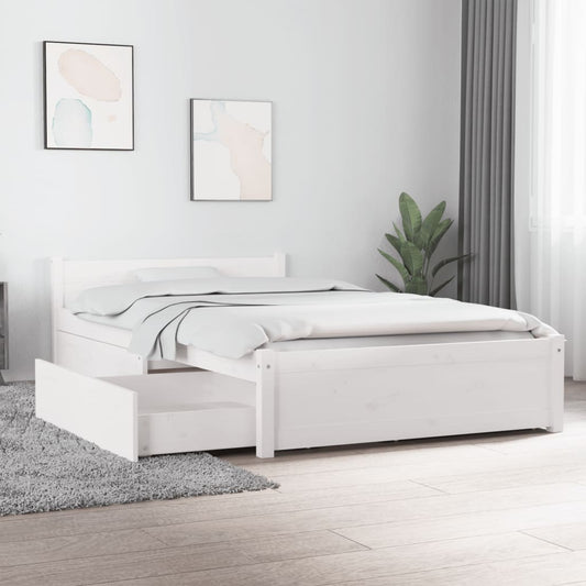 vidaXL Bed Frame with Drawers White 90x200 cm