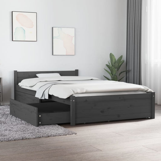 vidaXL Bed Frame with Drawers Grey 100x200 cm